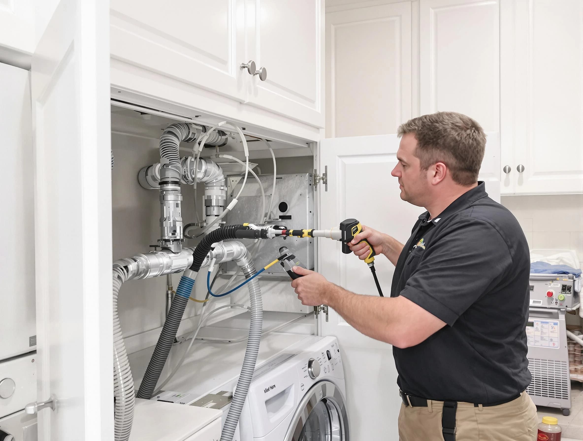 Johnstown Dryer Vent Cleaning professional removing severe blockage from a clogged dryer vent in Johnstown