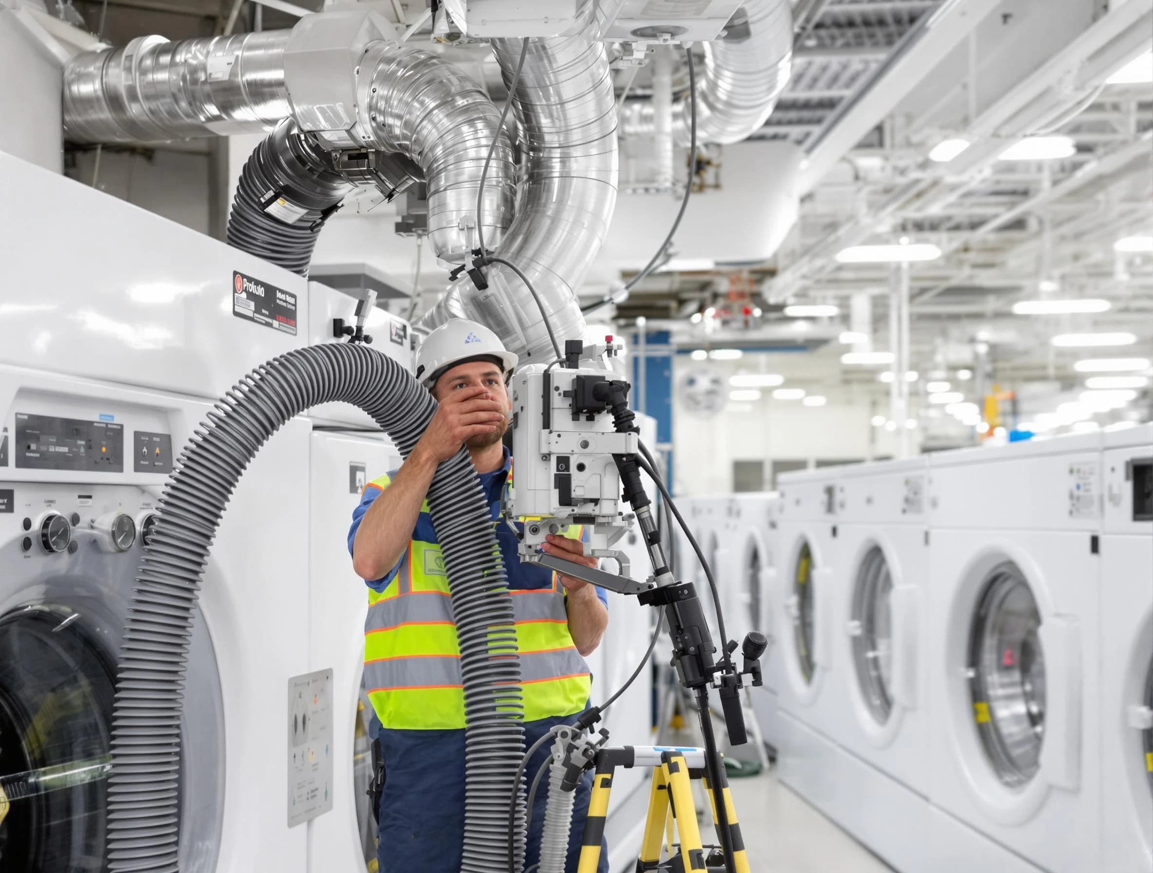 Johnstown Dryer Vent Cleaning team performing commercial-grade dryer vent cleaning at a business facility in Johnstown