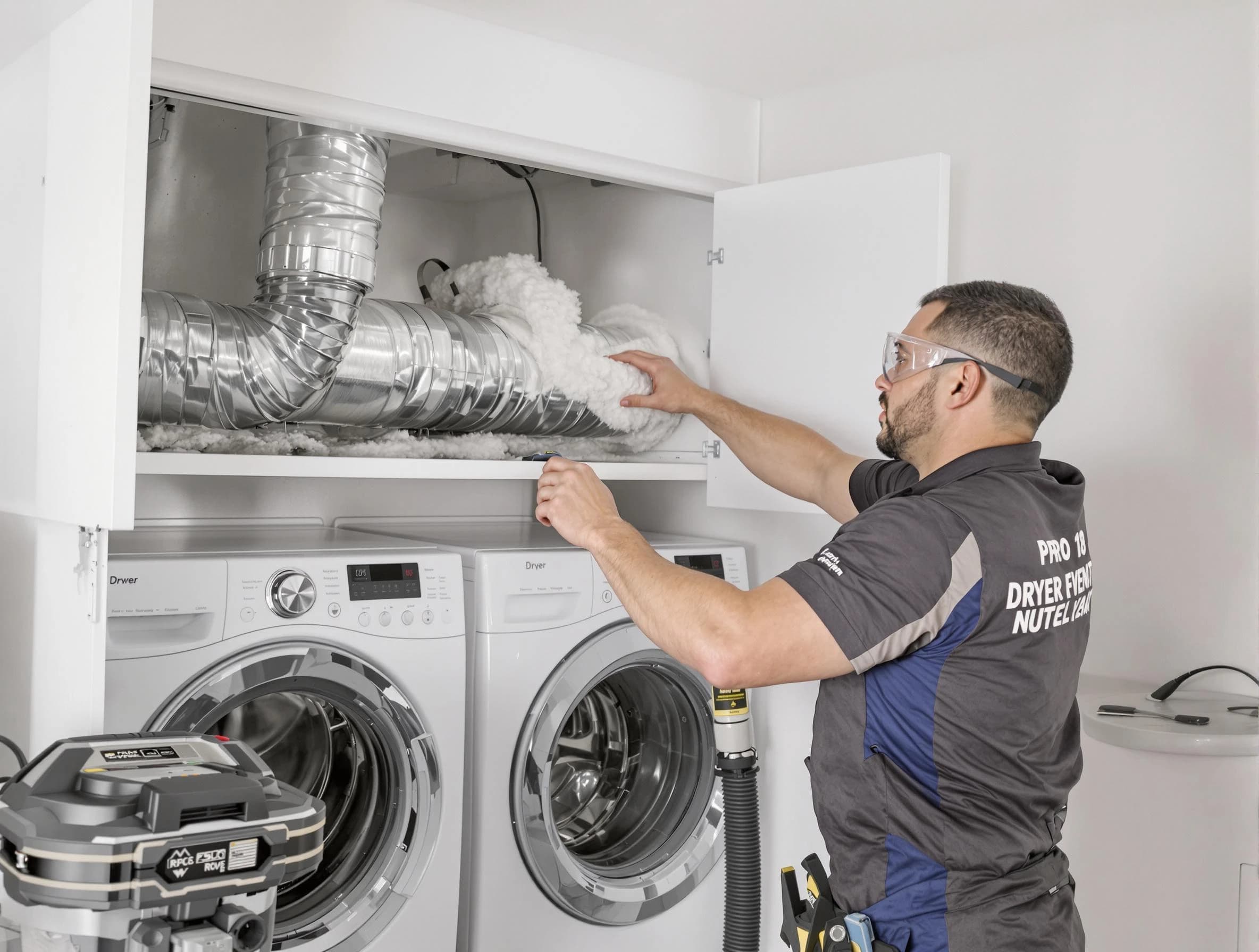 Johnstown Dryer Vent Cleaning certified technician performing specialized gas dryer vent cleaning in Johnstown