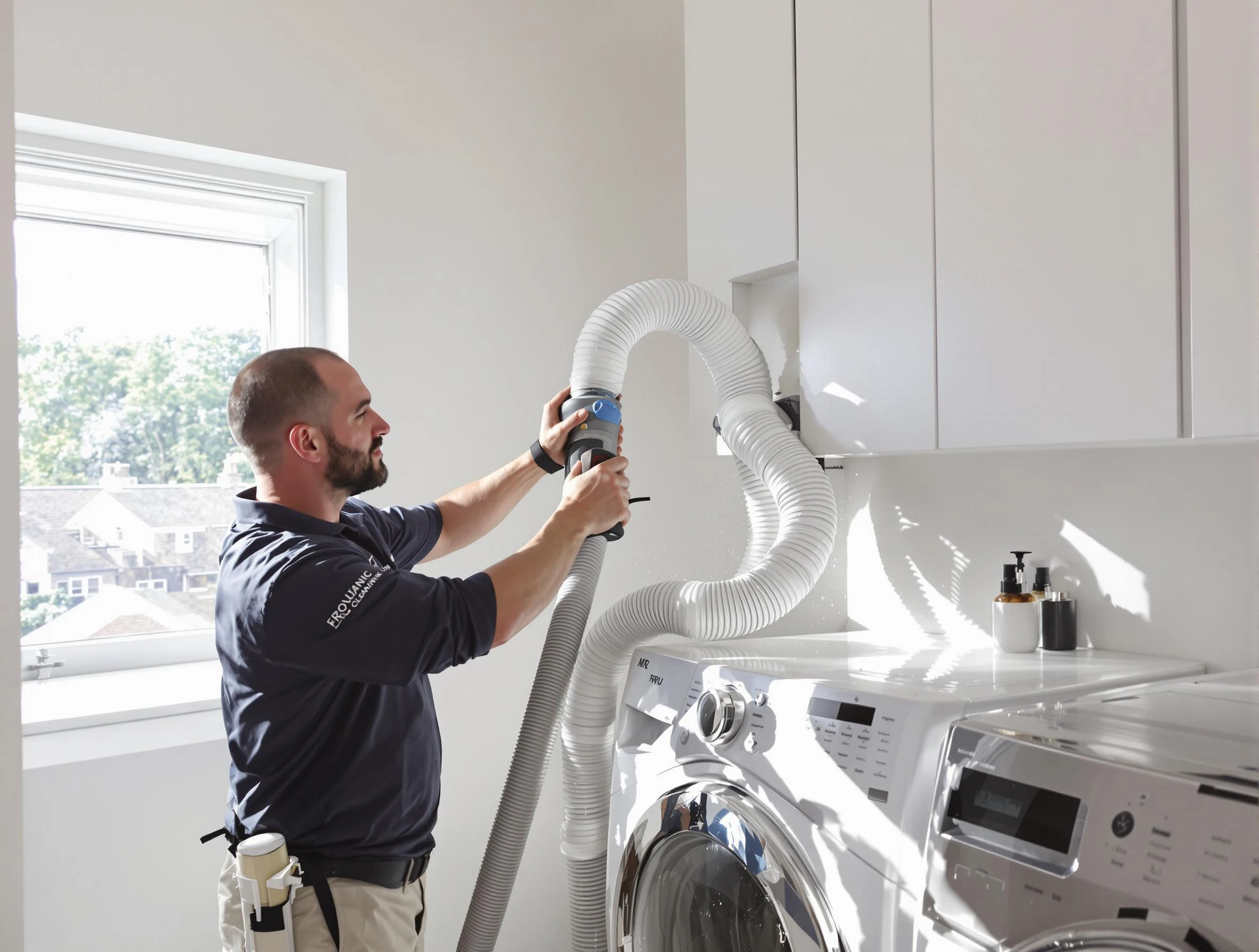 Certified Johnstown Dryer Vent Cleaning technician performing dryer vent cleaning in Johnstown