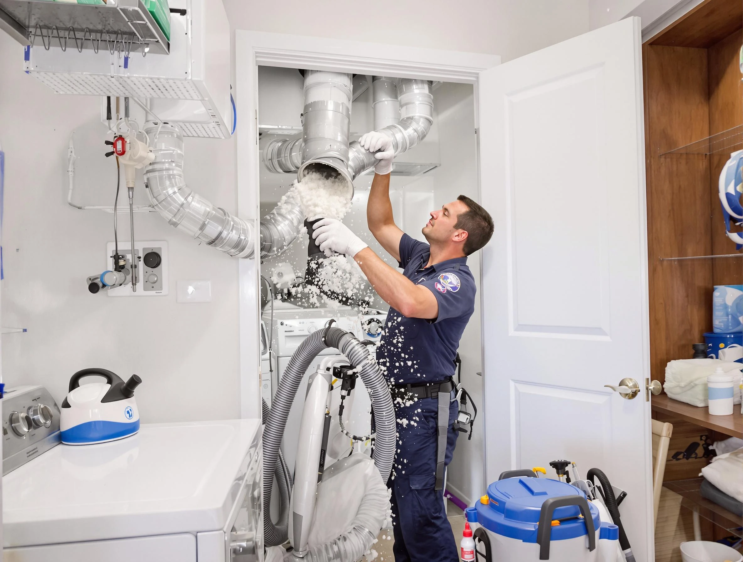 Johnstown Dryer Vent Cleaning technician delivering thorough residential dryer vent cleaning service in Johnstown